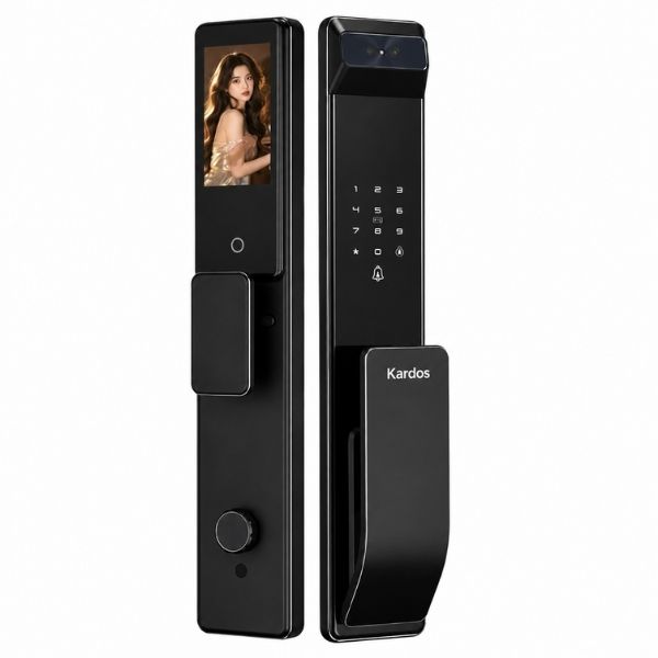 Khóa cửa vân tay Kardos SmartLock A8 Plus CNC Đen Face ID 3D - chi tiết