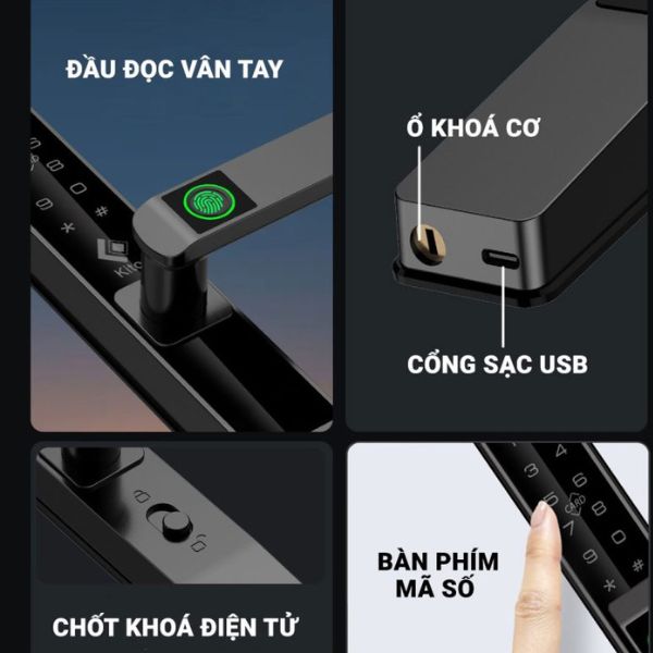 Khóa cửa nhôm vân tay Kitos KT AL630 Plus