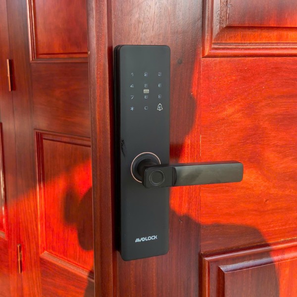 Khóa cửa vân tay AVOLOCK AV 60 (Đen / Đồng) chính hãng - mặt sau