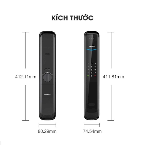 Khóa cửa vân tay Philips DDL702 8HWS Face 3D