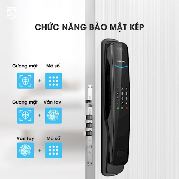 Khóa cửa vân tay Philips DDL702 8HWS Face 3D