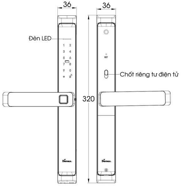 Khóa vân tay chống nước IP66 Demax EL-MS699 chính hãng - chi tiết