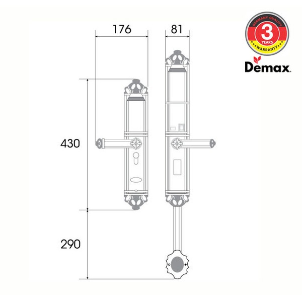 Khóa vân tay đại sảnh Demax EL821 (đồng) chính hãng - chi tiết