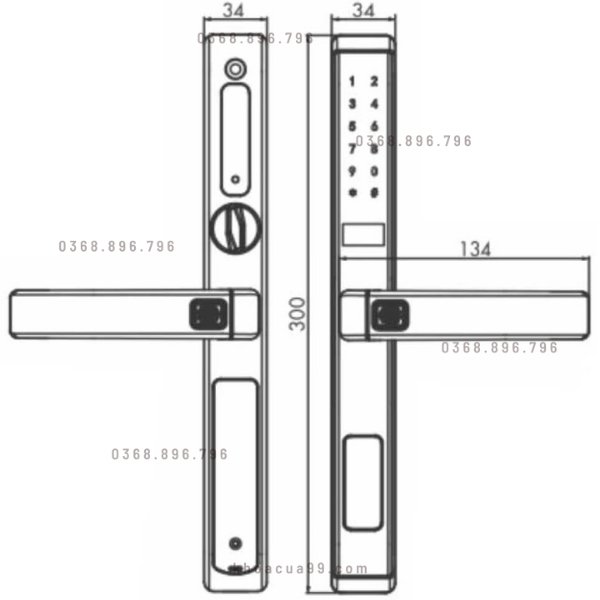 Khóa cửa vân tay cửa nhôm Hubert HB CN77