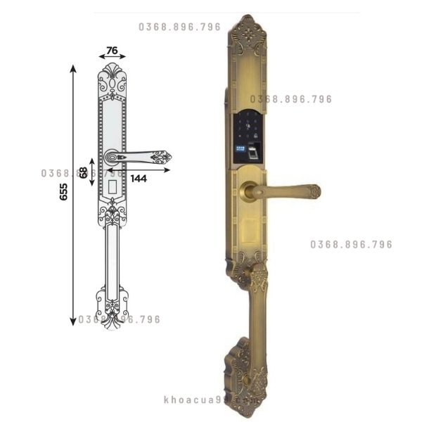 Khóa cửa vân tay đại sảnh Hubert HB DS77 GREEN