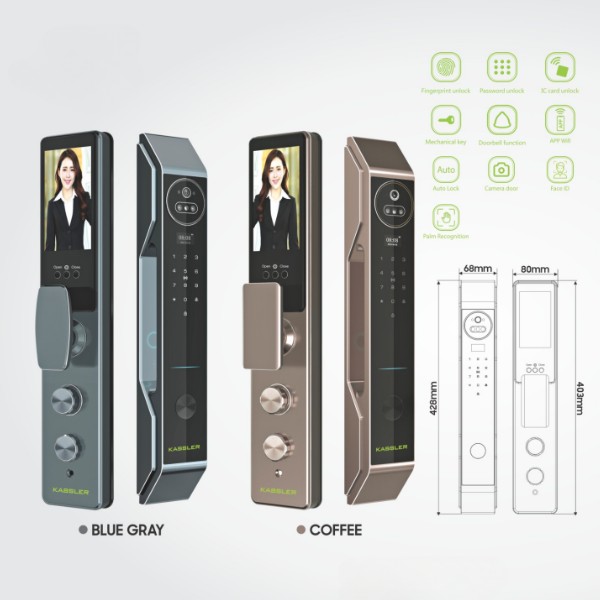 Khóa cửa vân tay Kassler KL899-CNC Face 3D