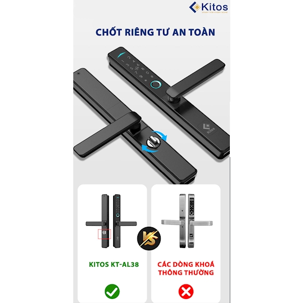 Khóa cửa nhôm vân tay Kitos KT AL38 Plus