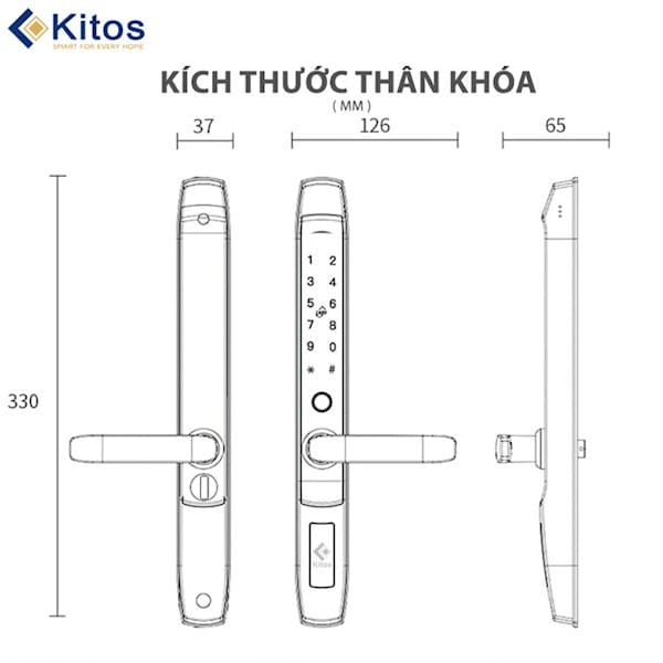 Khóa cửa nhôm vân tay Kitos KT AL520 II Plus
