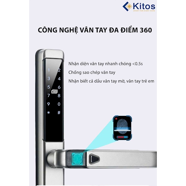 Khóa cửa nhôm vân tay Kitos KT AL650