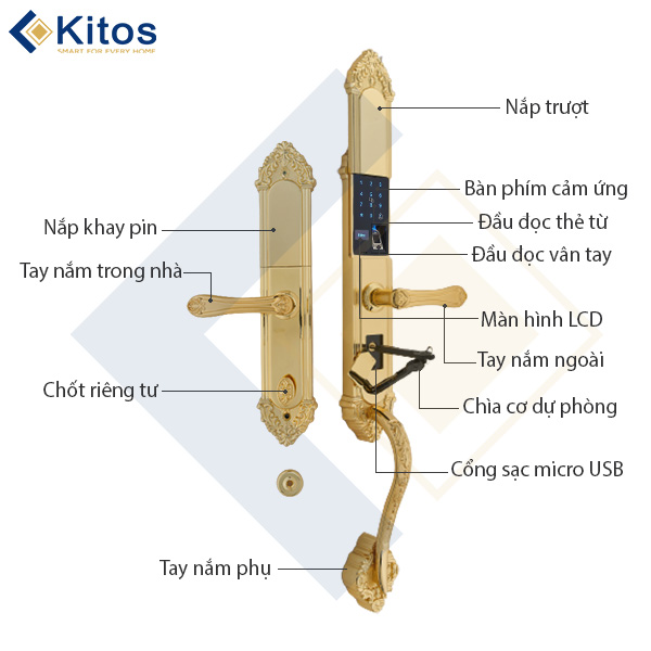 Khóa cửa vân tay tân cổ điển Kitos KT C800