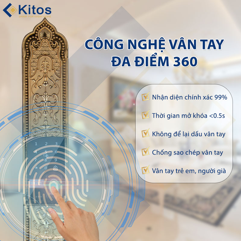 Khóa cửa vân tay tân cổ điển Kitos KT C900