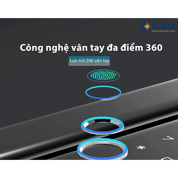 Khóa cửa kính cường lực vân tay Kitos KT GL80