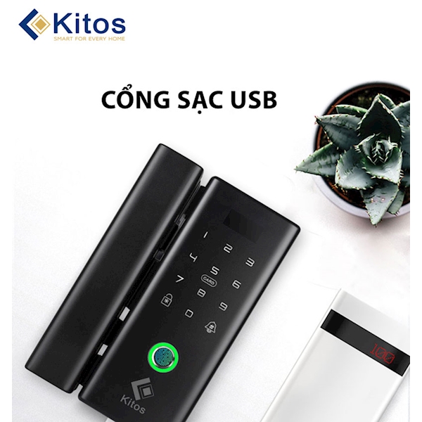 Khóa cửa kính cường lực vân tay Kitos KT GL80