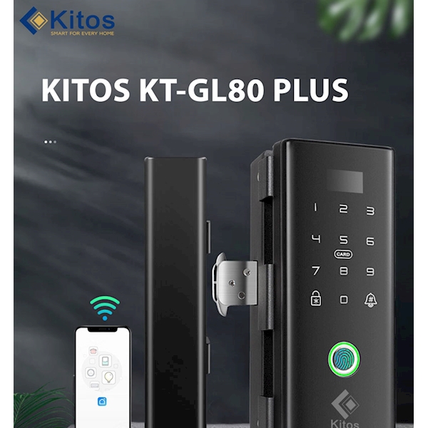 Khóa cửa kính cường lực vân tay Kitos KT GL80 Plus
