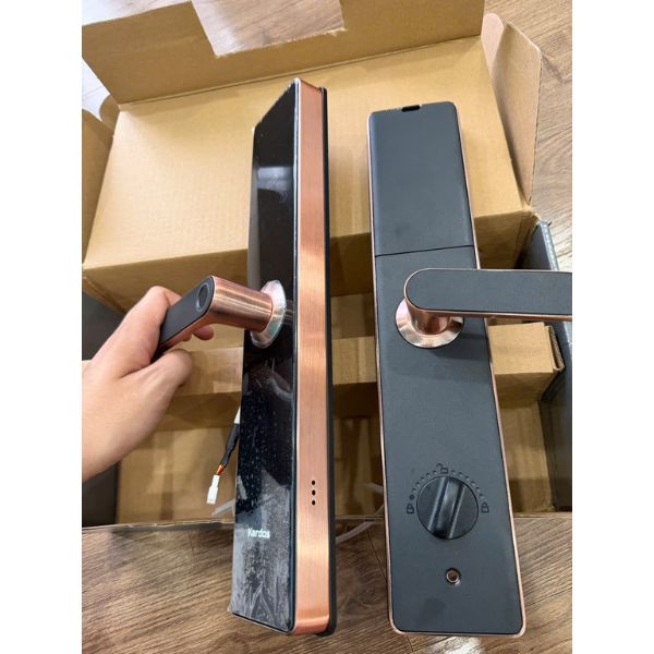 Khóa vân tay Kardos L8 viền đồng cho chung cư - phụ kiện